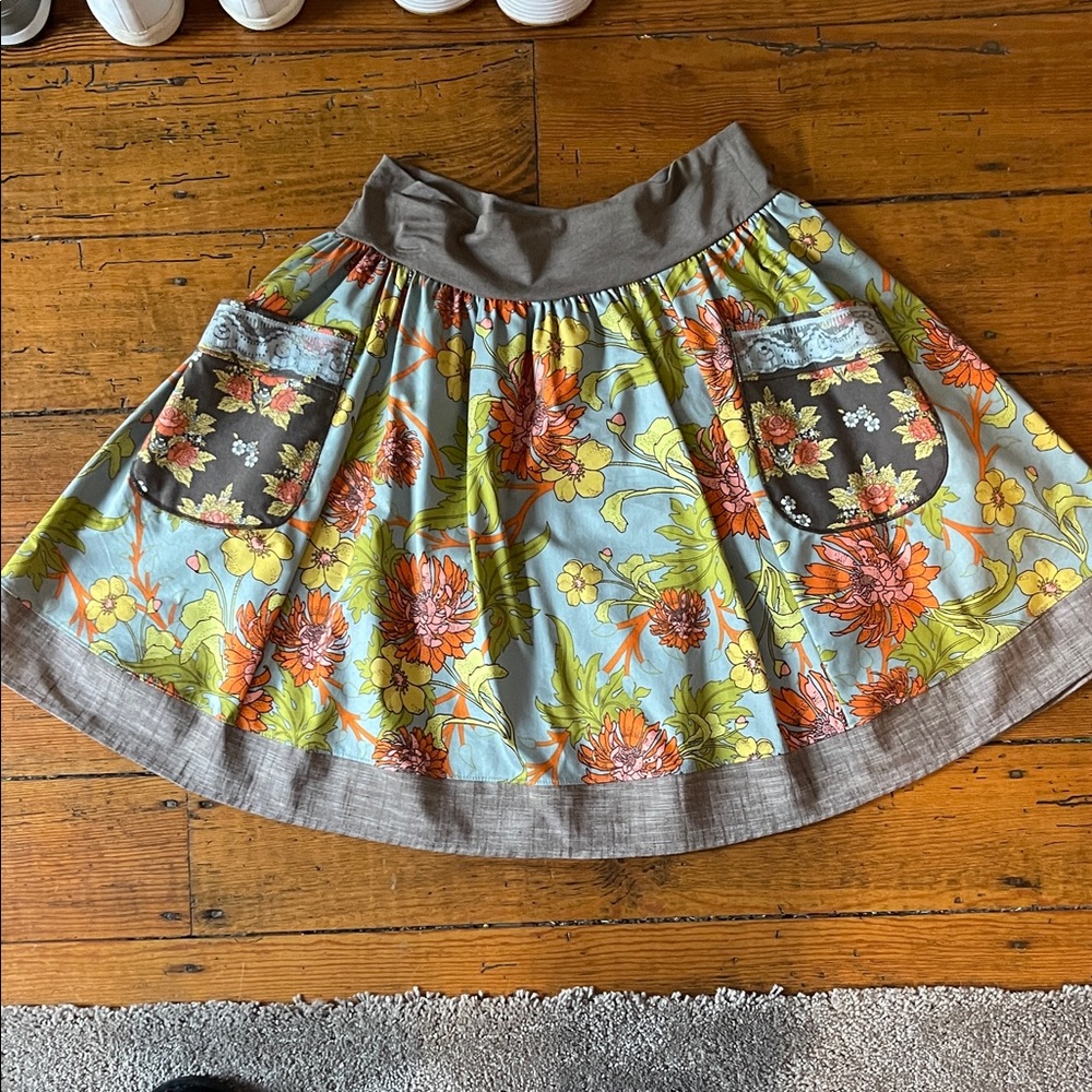 Matilda Jane Floral A-Line Skirt with Gray Accents